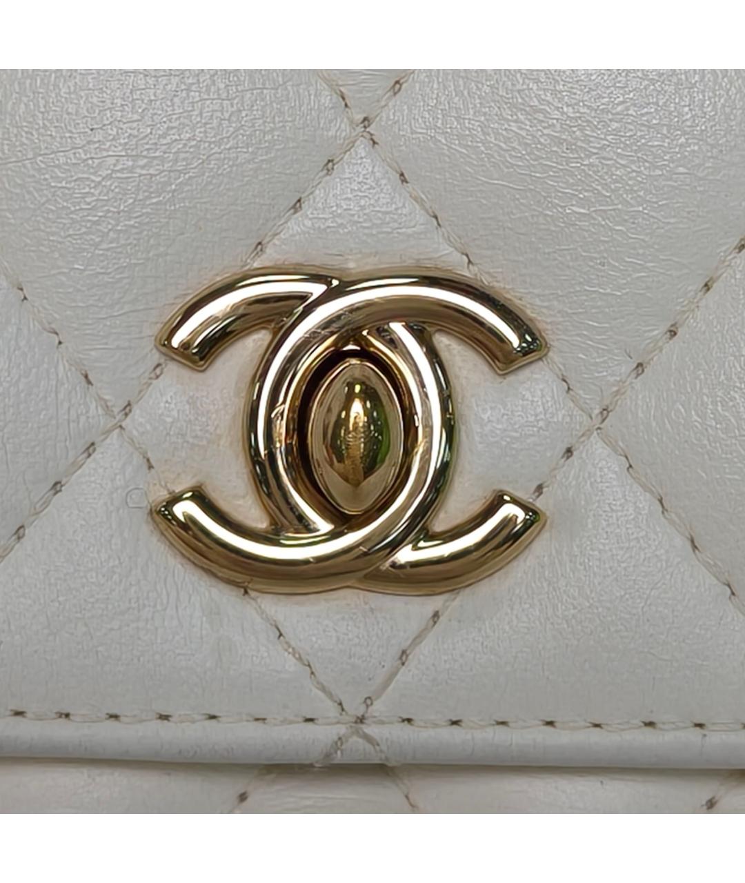 CHANEL Белая кожаная сумка через плечо, фото 6