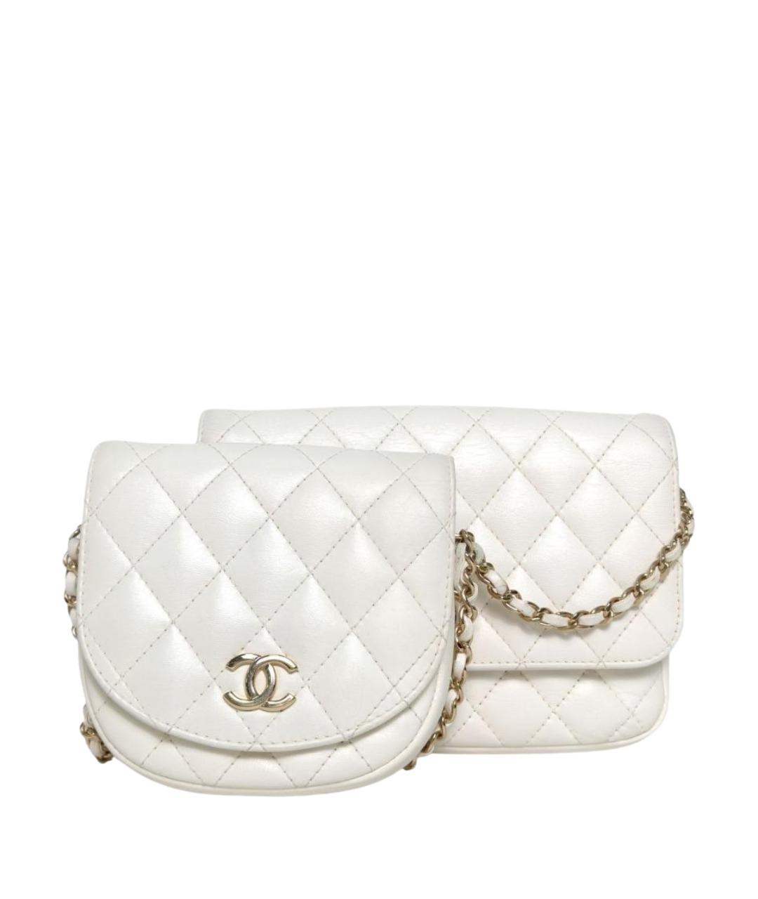 CHANEL Белая кожаная сумка через плечо, фото 1