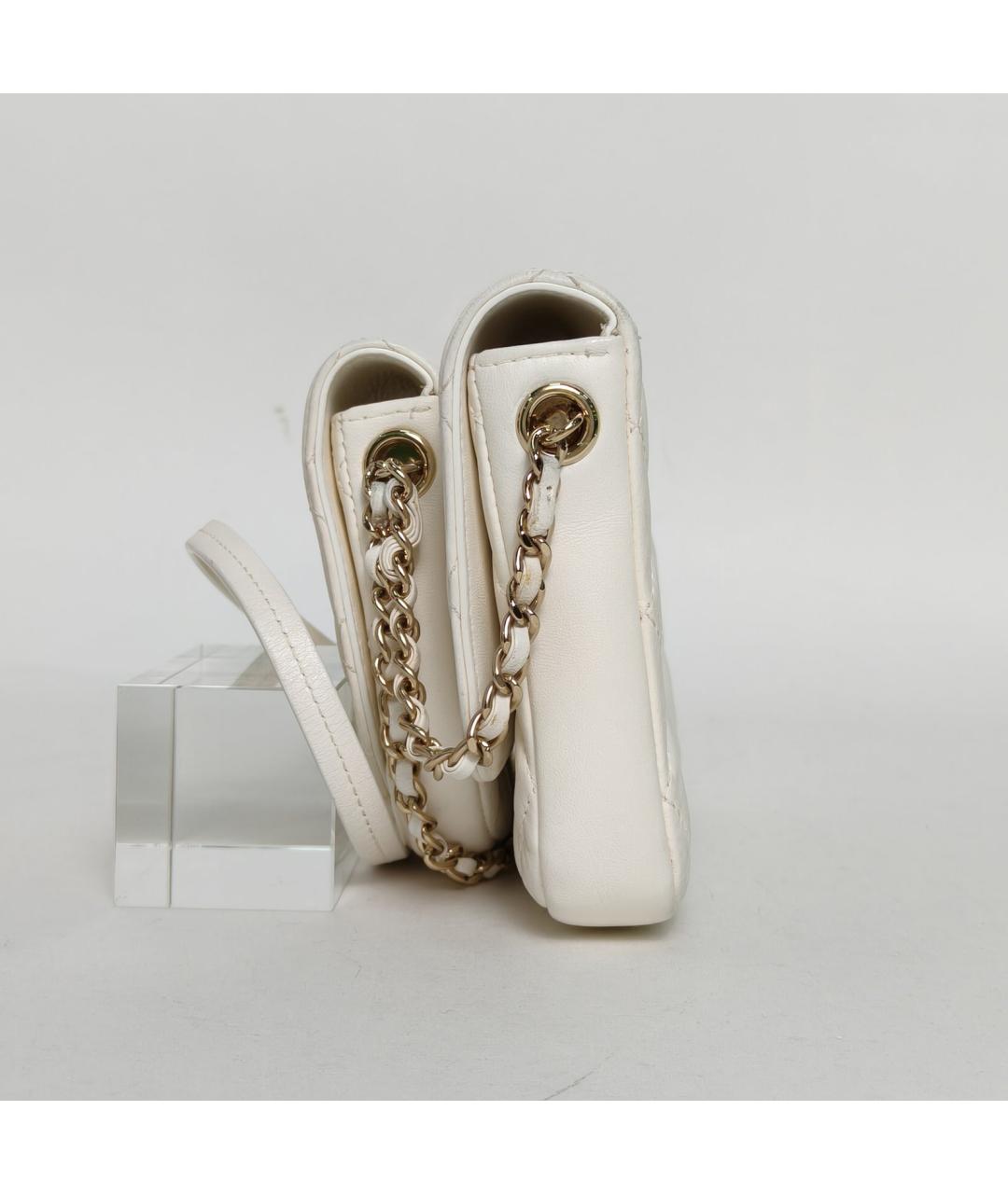 CHANEL Белая кожаная сумка через плечо, фото 5
