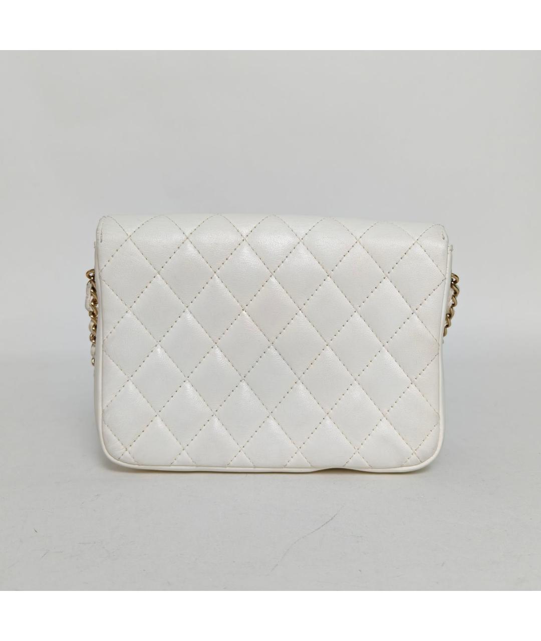 CHANEL Белая кожаная сумка через плечо, фото 4