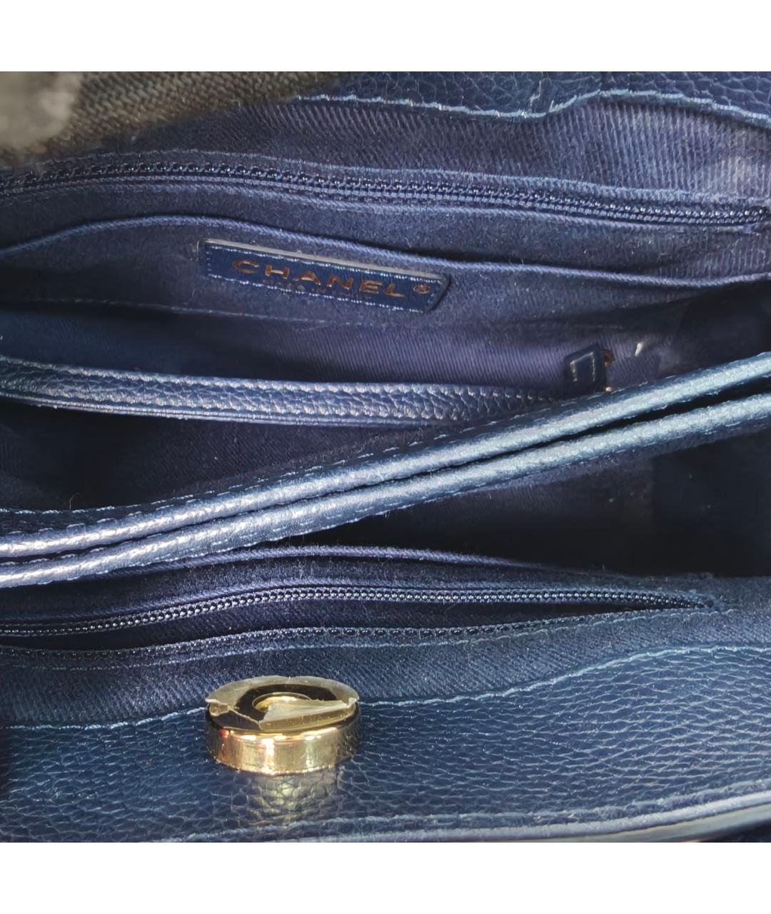 CHANEL Темно-синяя кожаная сумка через плечо, фото 8