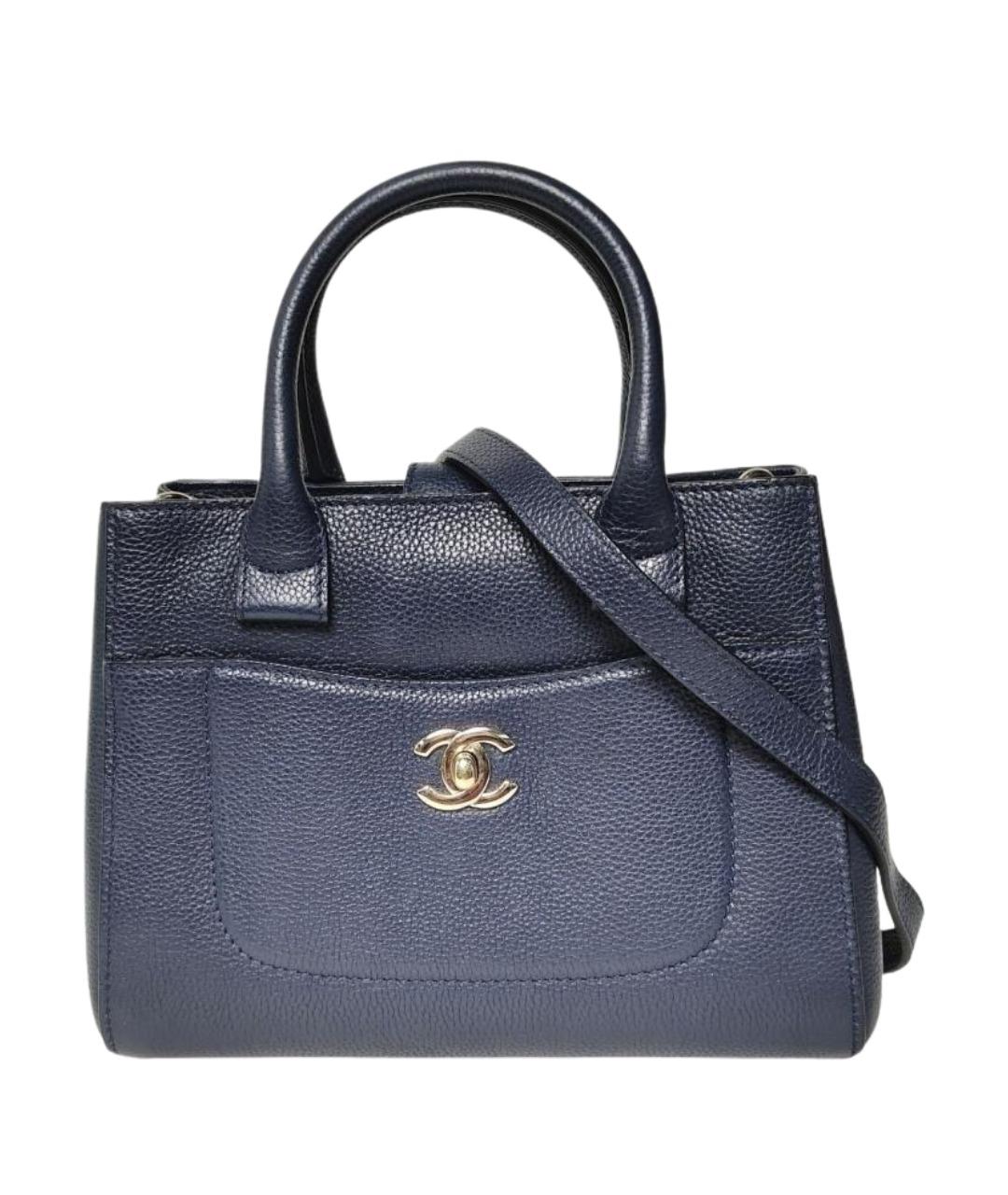 CHANEL Темно-синяя кожаная сумка через плечо, фото 1