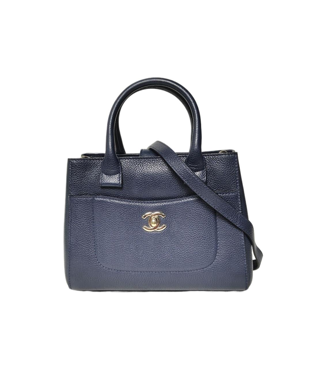 CHANEL Темно-синяя кожаная сумка через плечо, фото 9