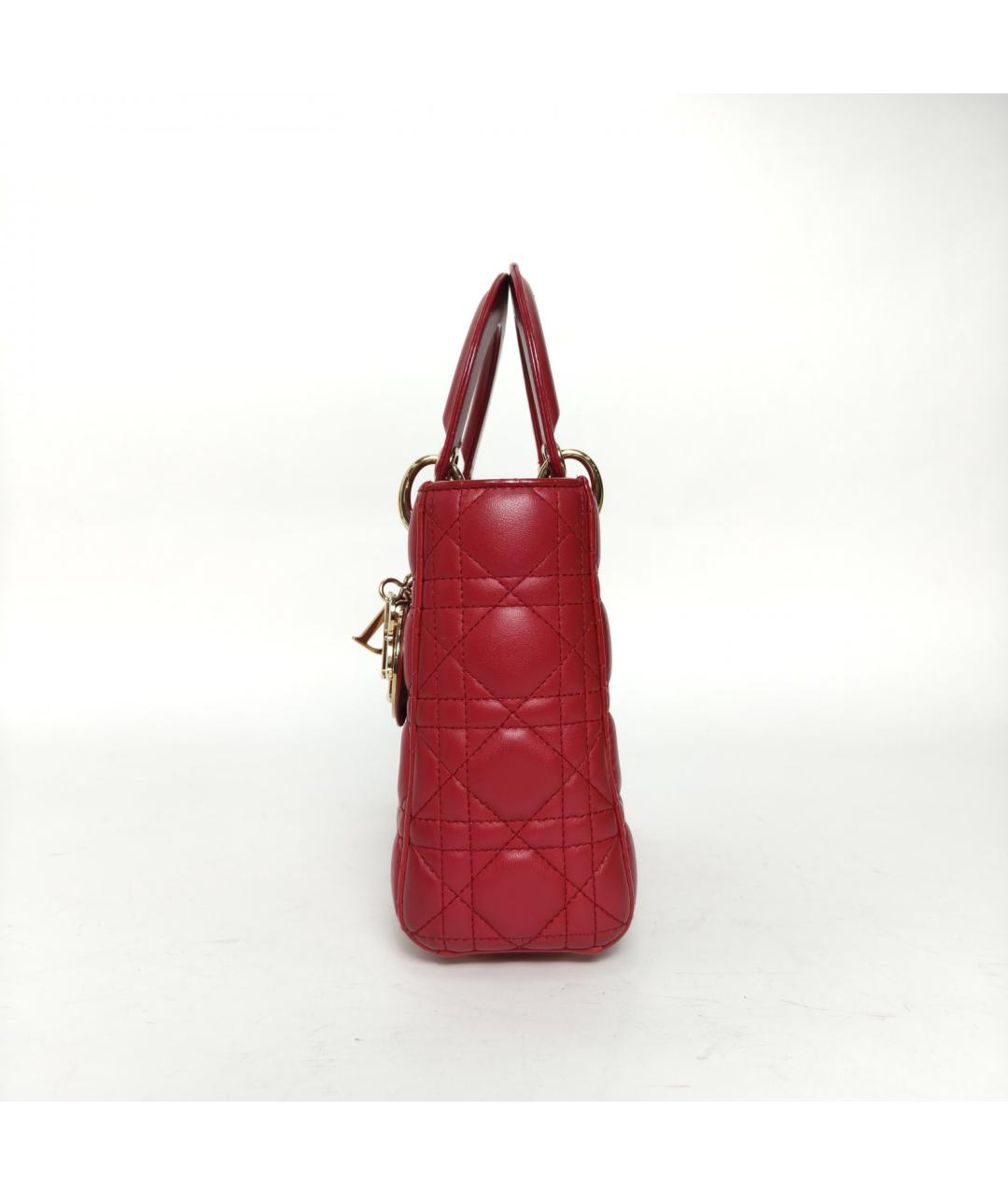 CHRISTIAN DIOR Красная кожаная сумка через плечо, фото 3
