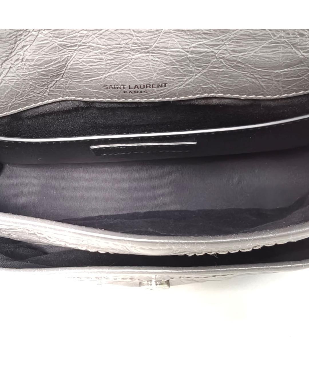 SAINT LAURENT Серая кожаная сумка через плечо, фото 8