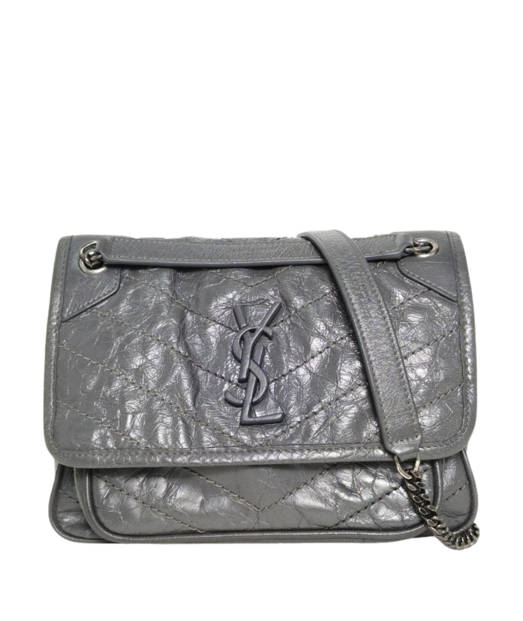 SAINT LAURENT Серая кожаная сумка через плечо, фото 1