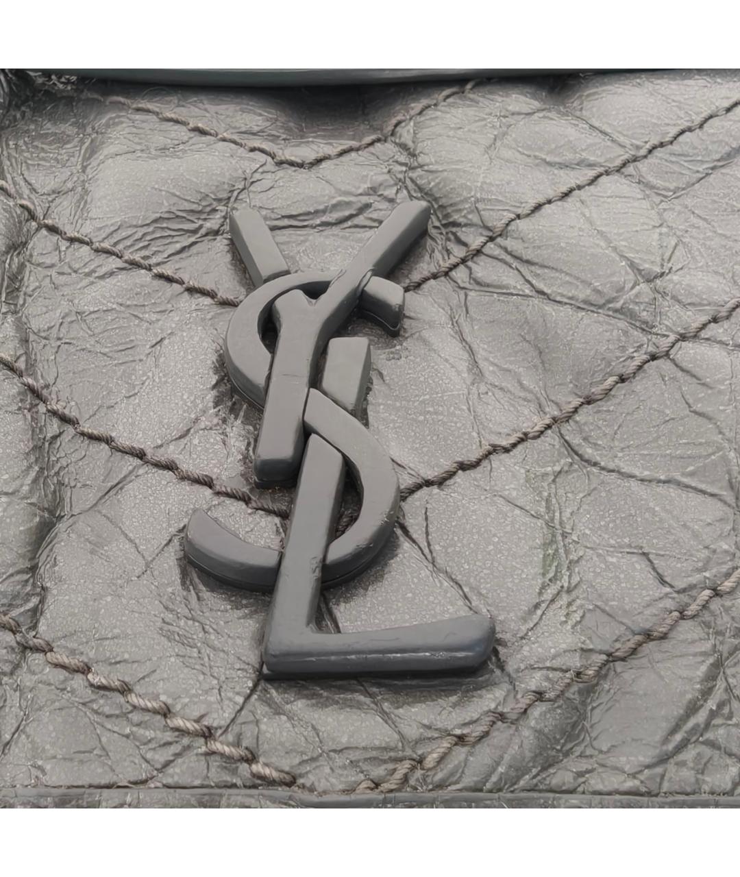 SAINT LAURENT Серая кожаная сумка через плечо, фото 7