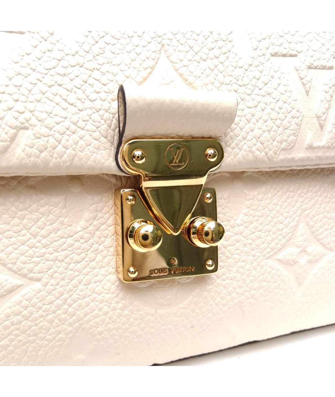 LOUIS VUITTON Белая кожаная сумка с короткими ручками, фото 7