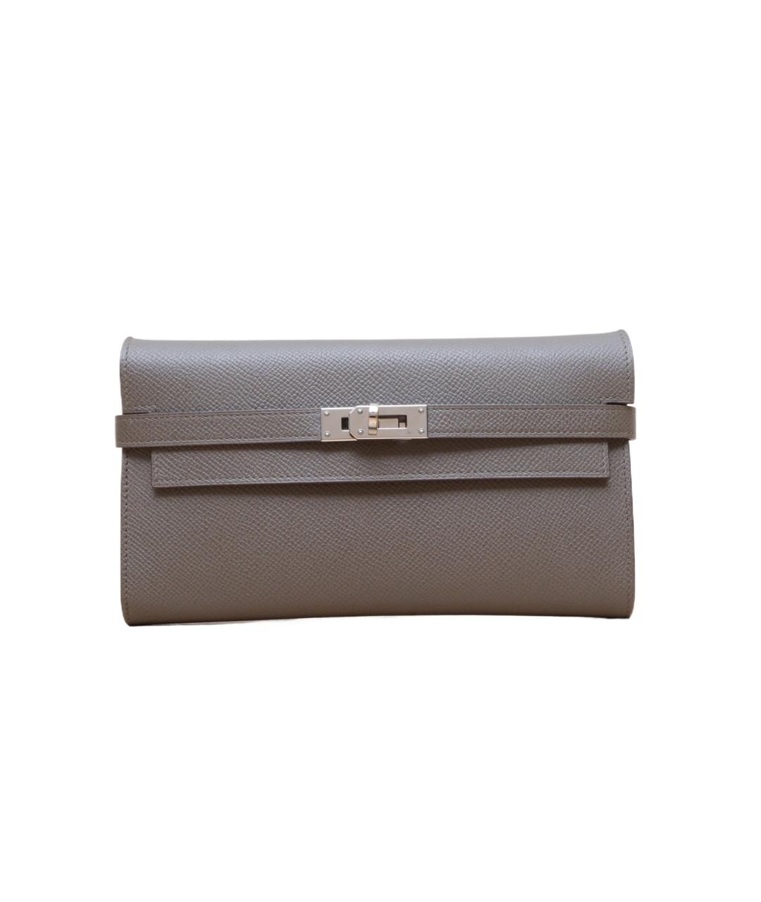 HERMES Серый кожаный кошелек, фото 1