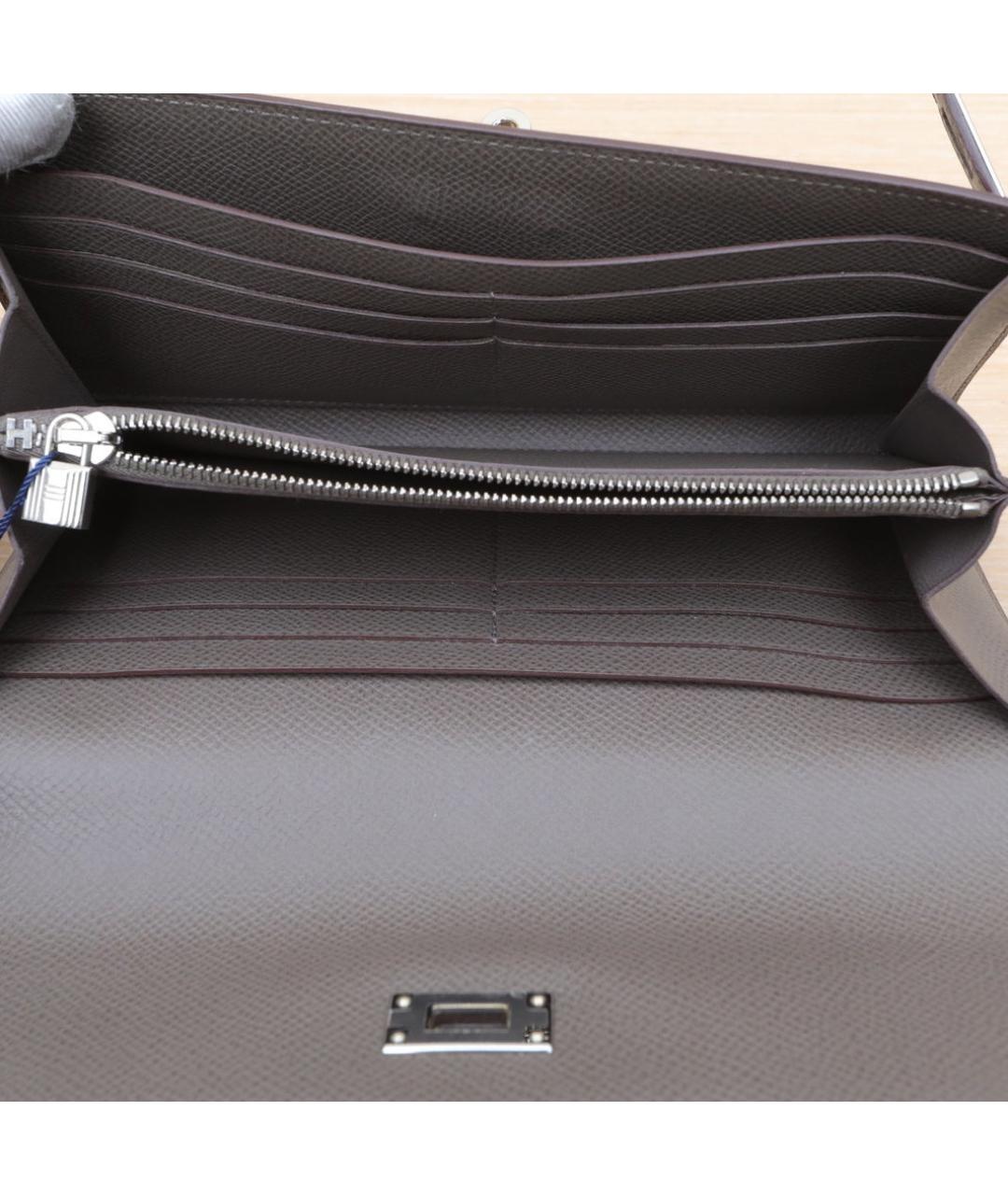 HERMES Серый кожаный кошелек, фото 9