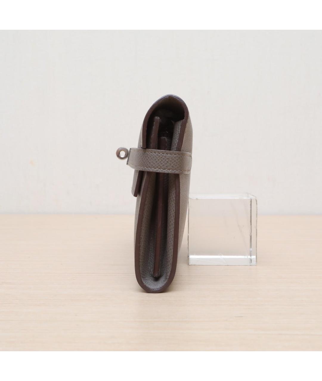 HERMES Серый кожаный кошелек, фото 4