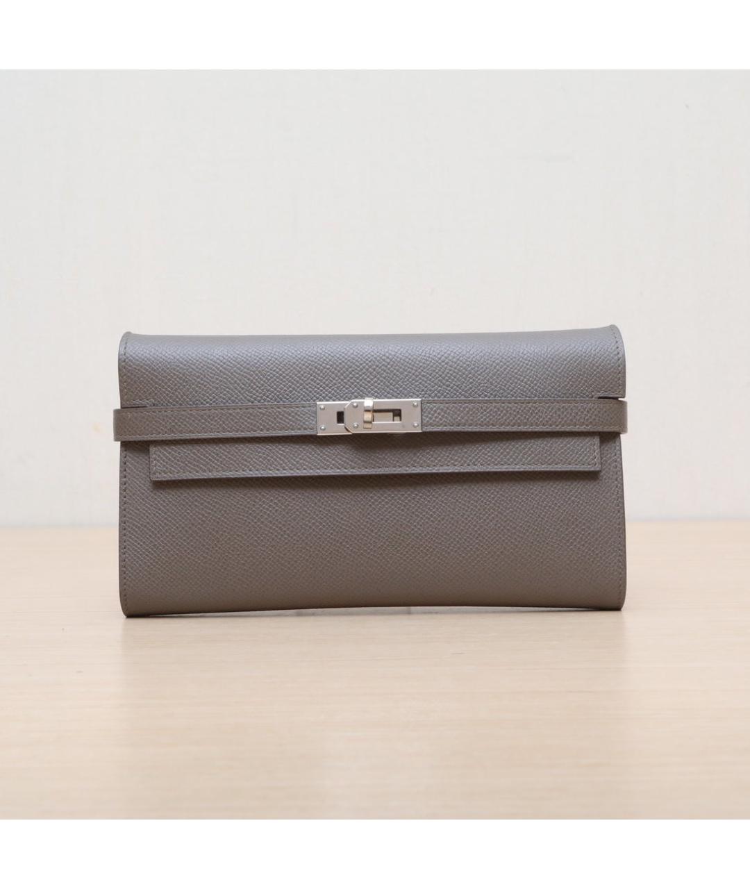 HERMES Серый кожаный кошелек, фото 3