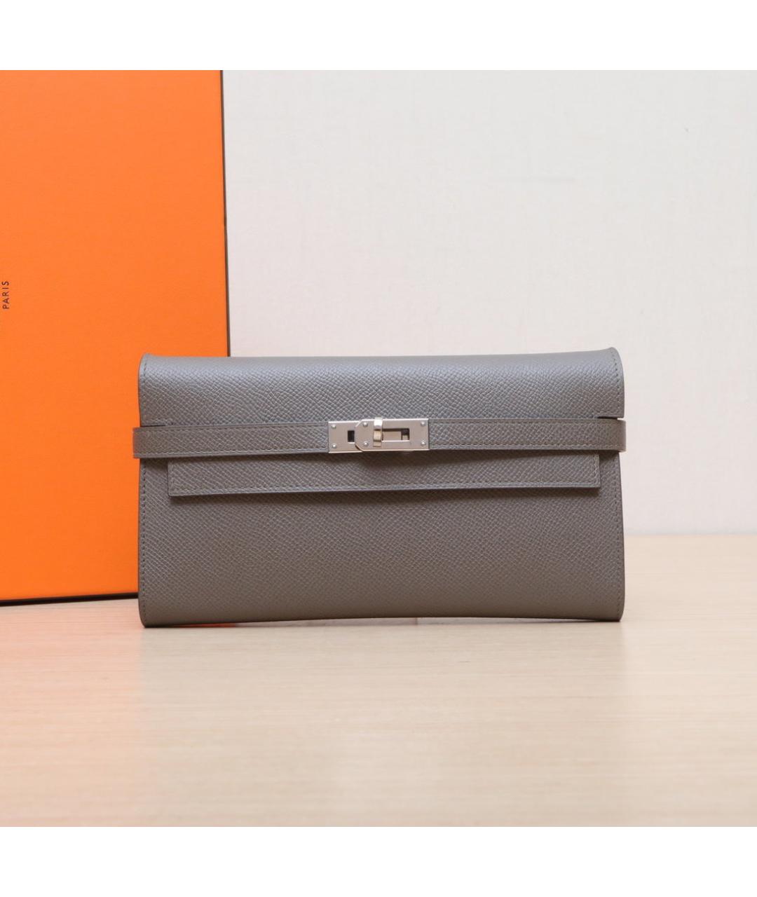 HERMES Серый кожаный кошелек, фото 2