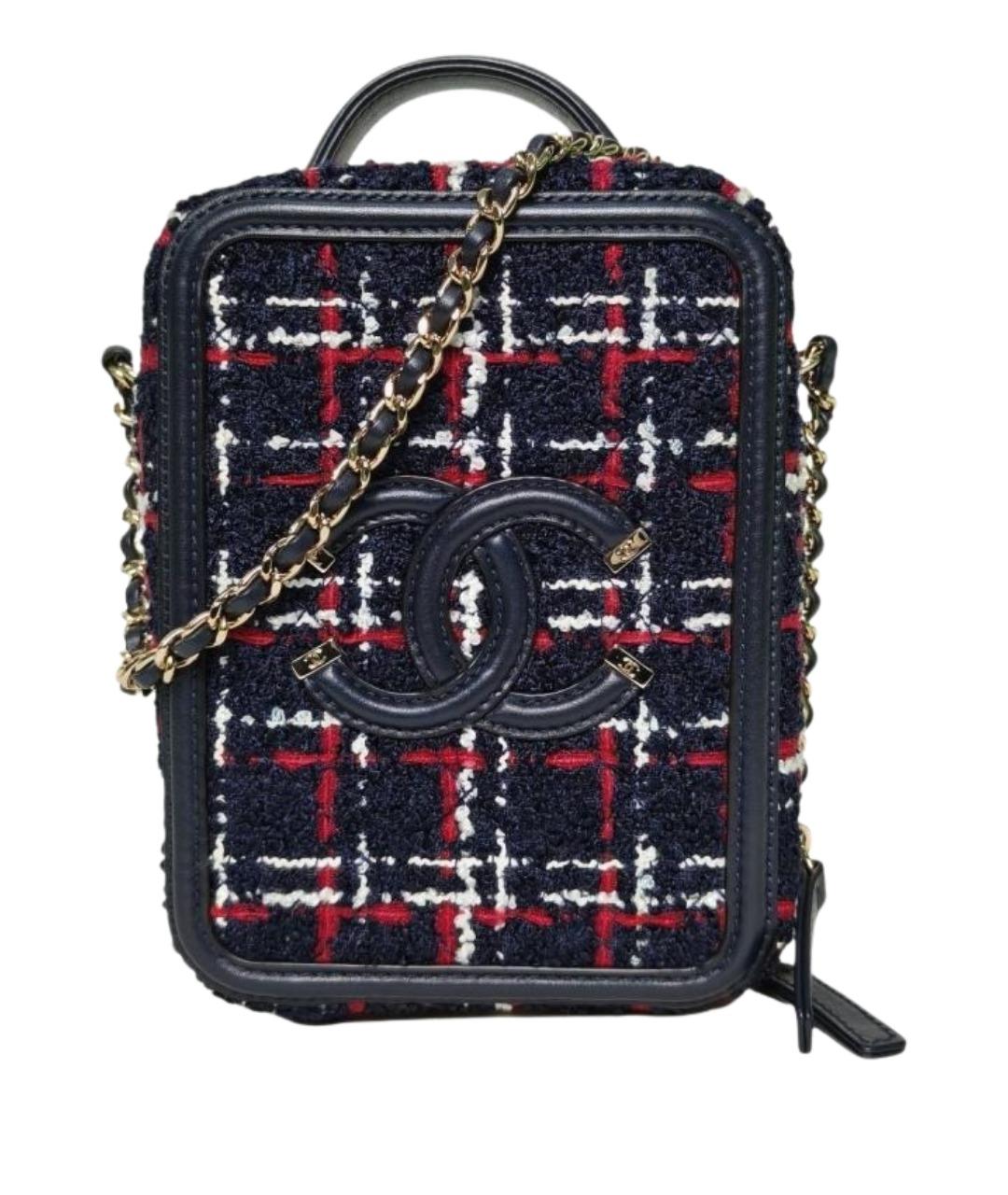 CHANEL Темно-синяя твидовая сумка через плечо, фото 1