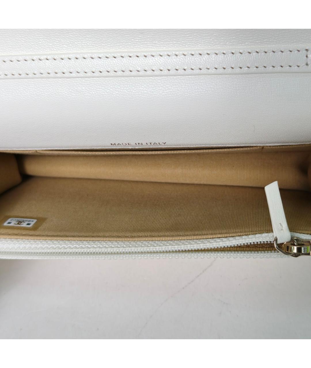 CHANEL Белая кожаная сумка через плечо, фото 8