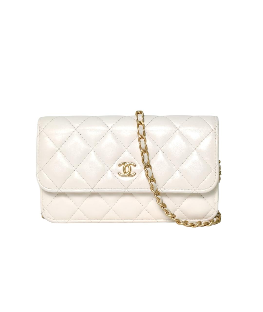 CHANEL Белая кожаная сумка через плечо, фото 1