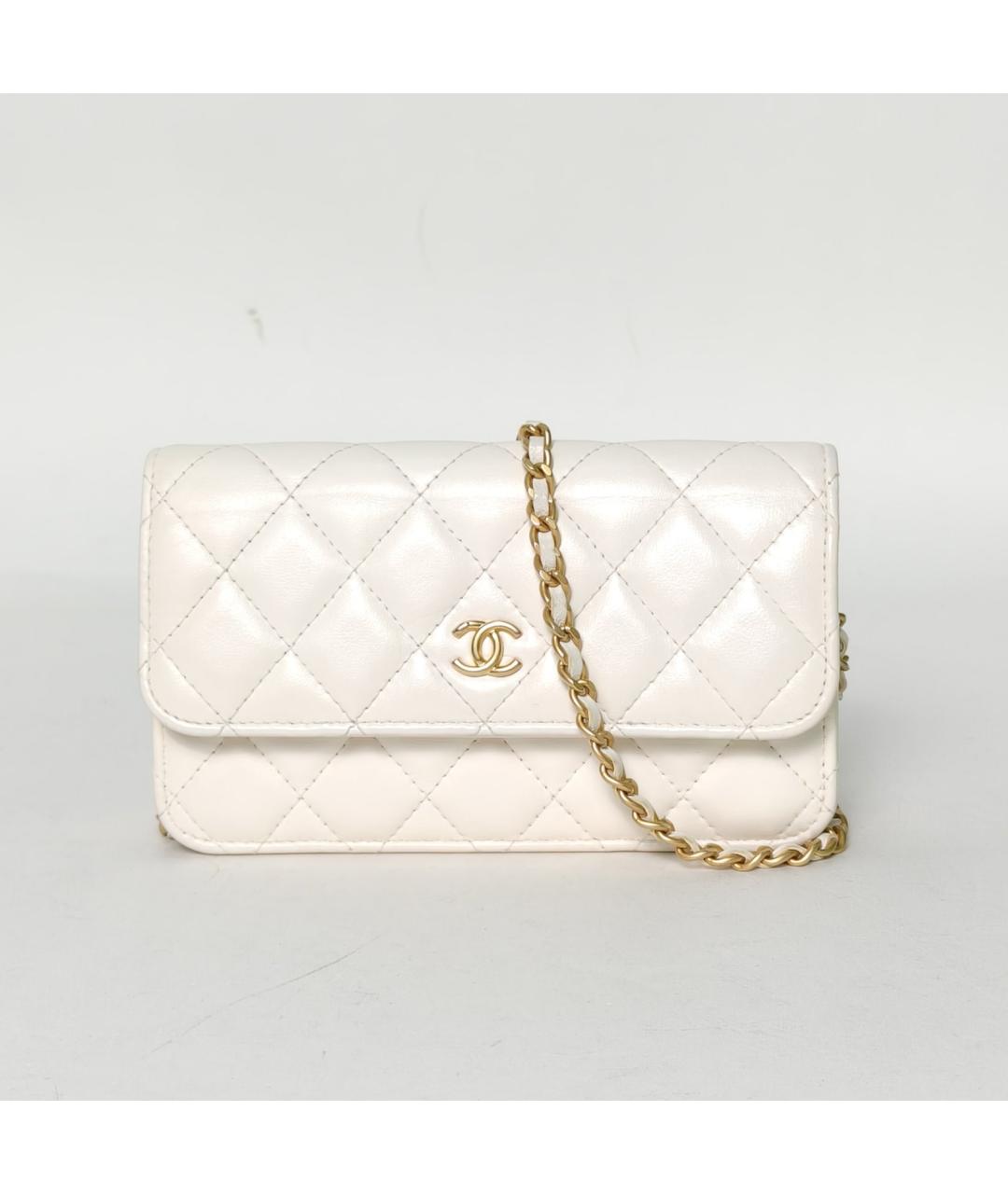 CHANEL Белая кожаная сумка через плечо, фото 2