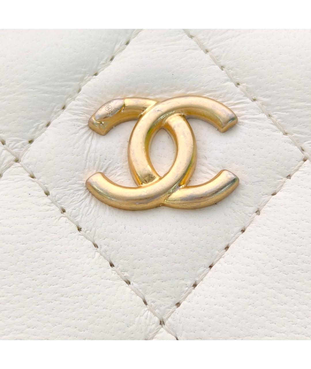 CHANEL Белая кожаная сумка через плечо, фото 7