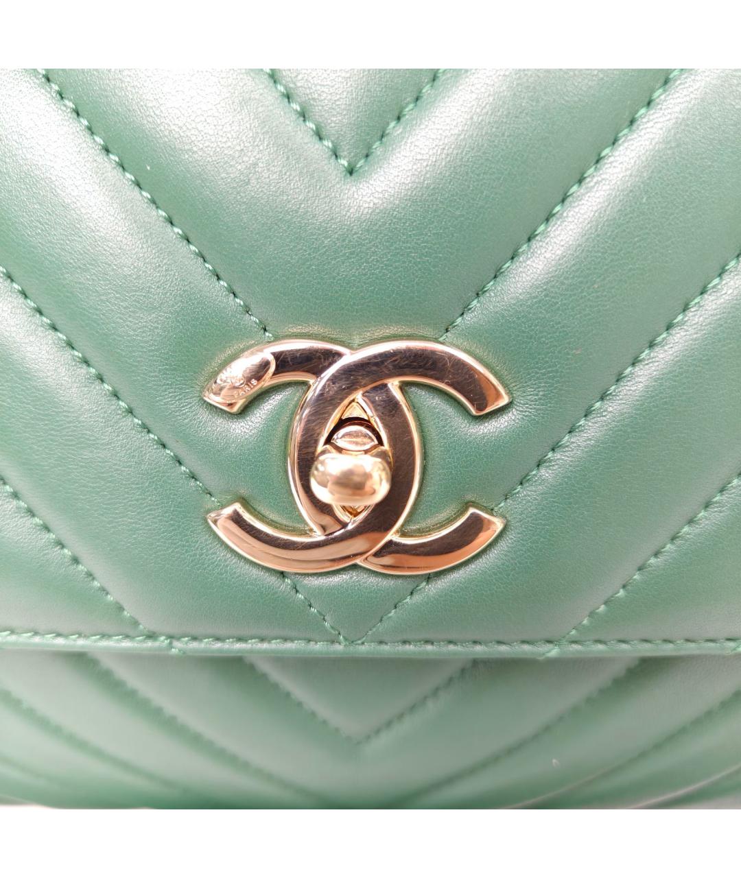 CHANEL Зеленая кожаная сумка через плечо, фото 7