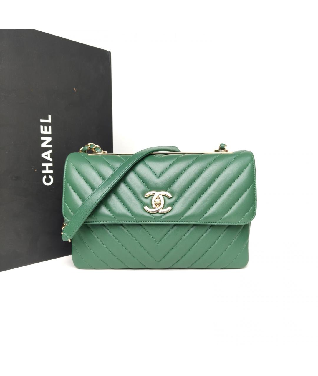 CHANEL Зеленая кожаная сумка через плечо, фото 9