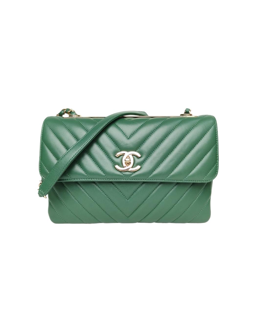 CHANEL Зеленая кожаная сумка через плечо, фото 10