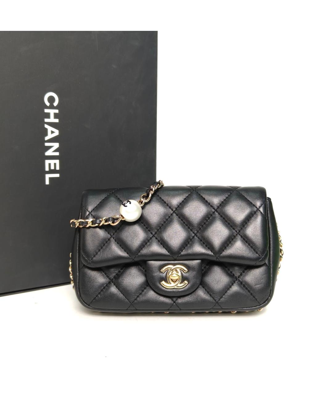 CHANEL Черная кожаная сумка через плечо, фото 6