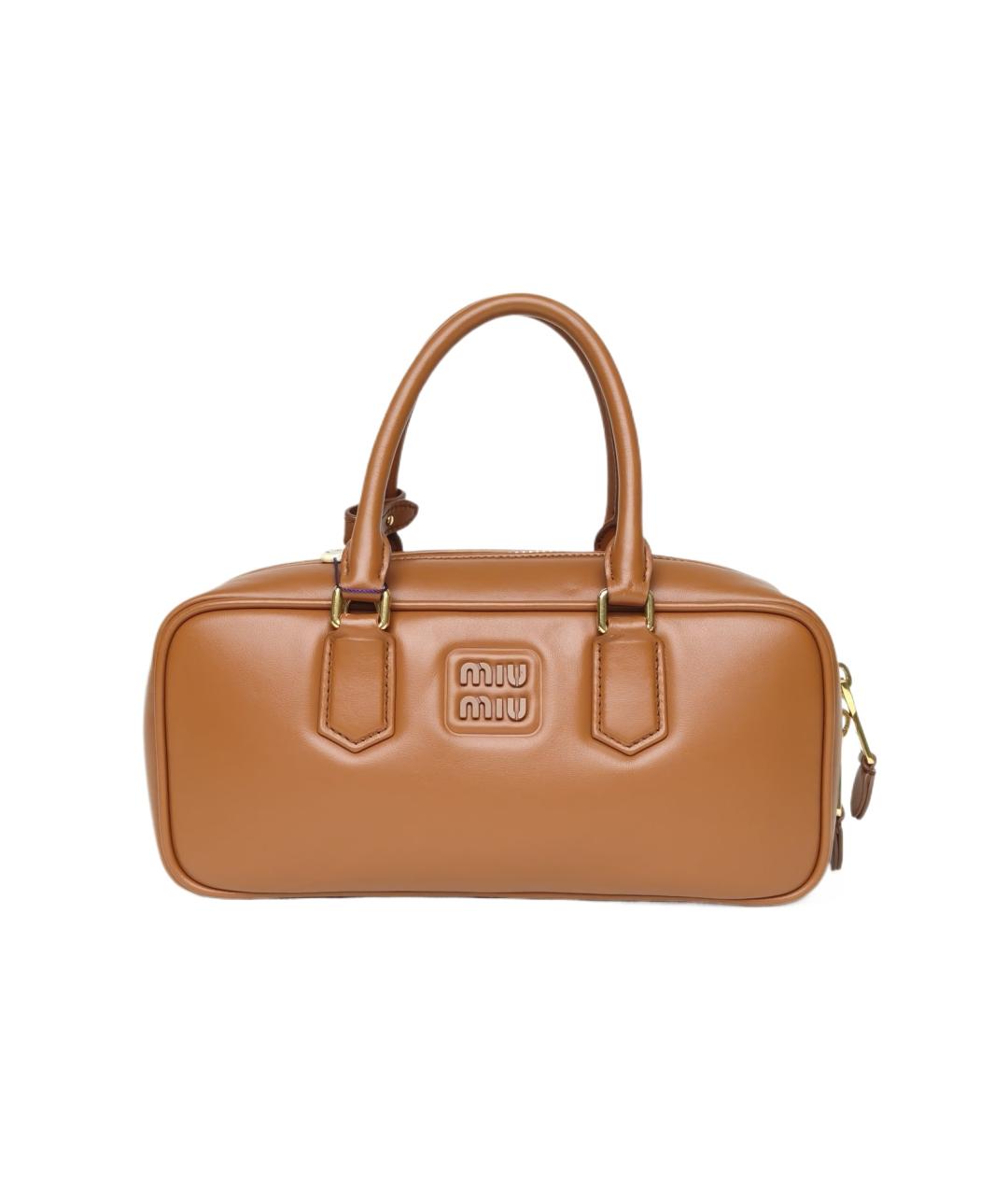 MIU MIU Коричневая кожаная сумка с короткими ручками, фото 10