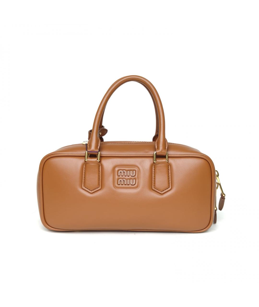MIU MIU Коричневая кожаная сумка с короткими ручками, фото 2