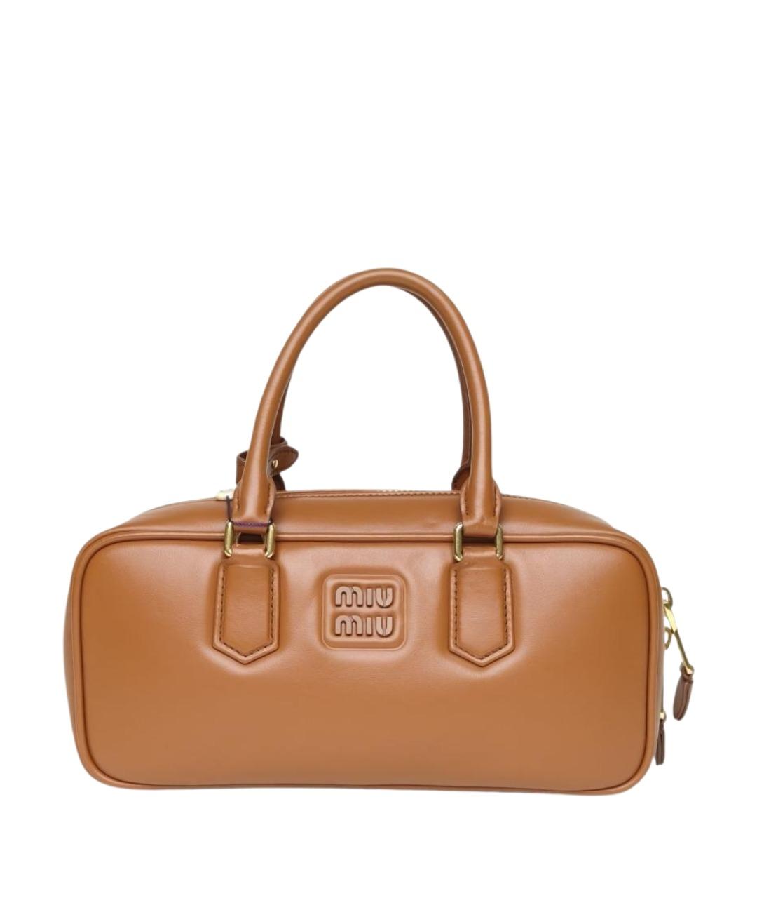 MIU MIU Коричневая кожаная сумка с короткими ручками, фото 1