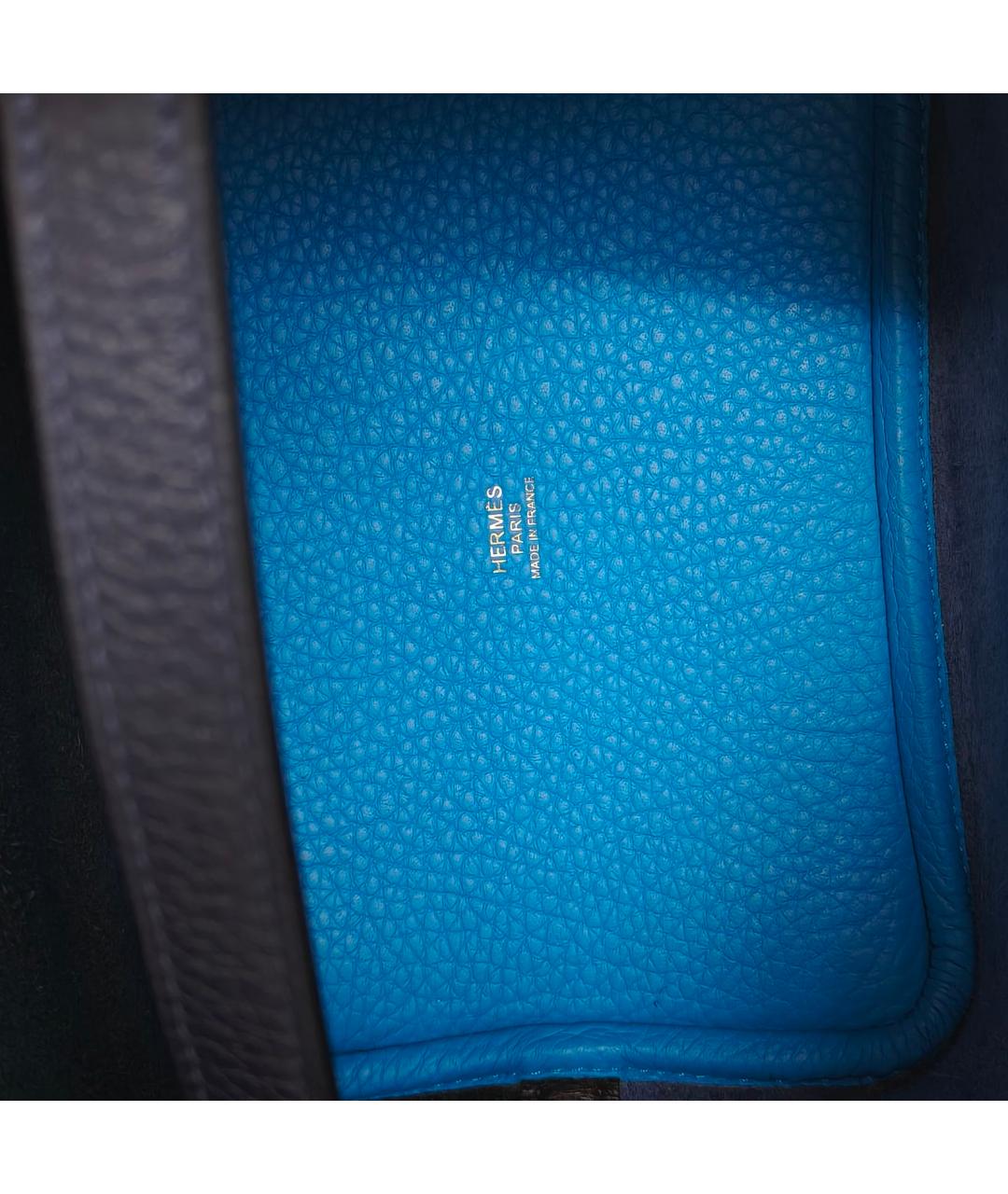 HERMES Темно-синяя кожаная сумка с короткими ручками, фото 8