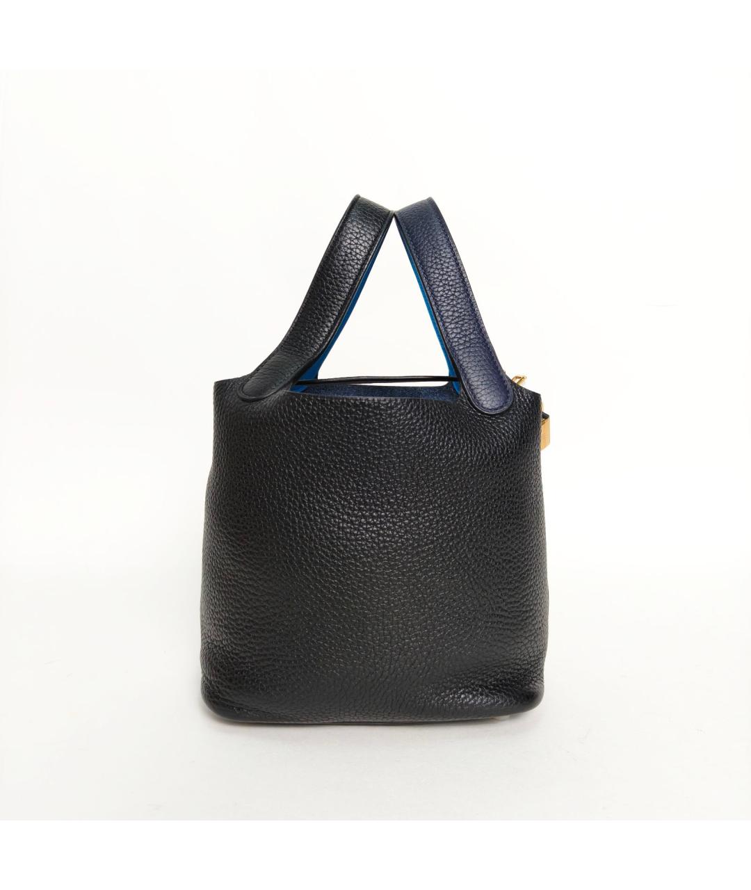 HERMES Темно-синяя кожаная сумка с короткими ручками, фото 5