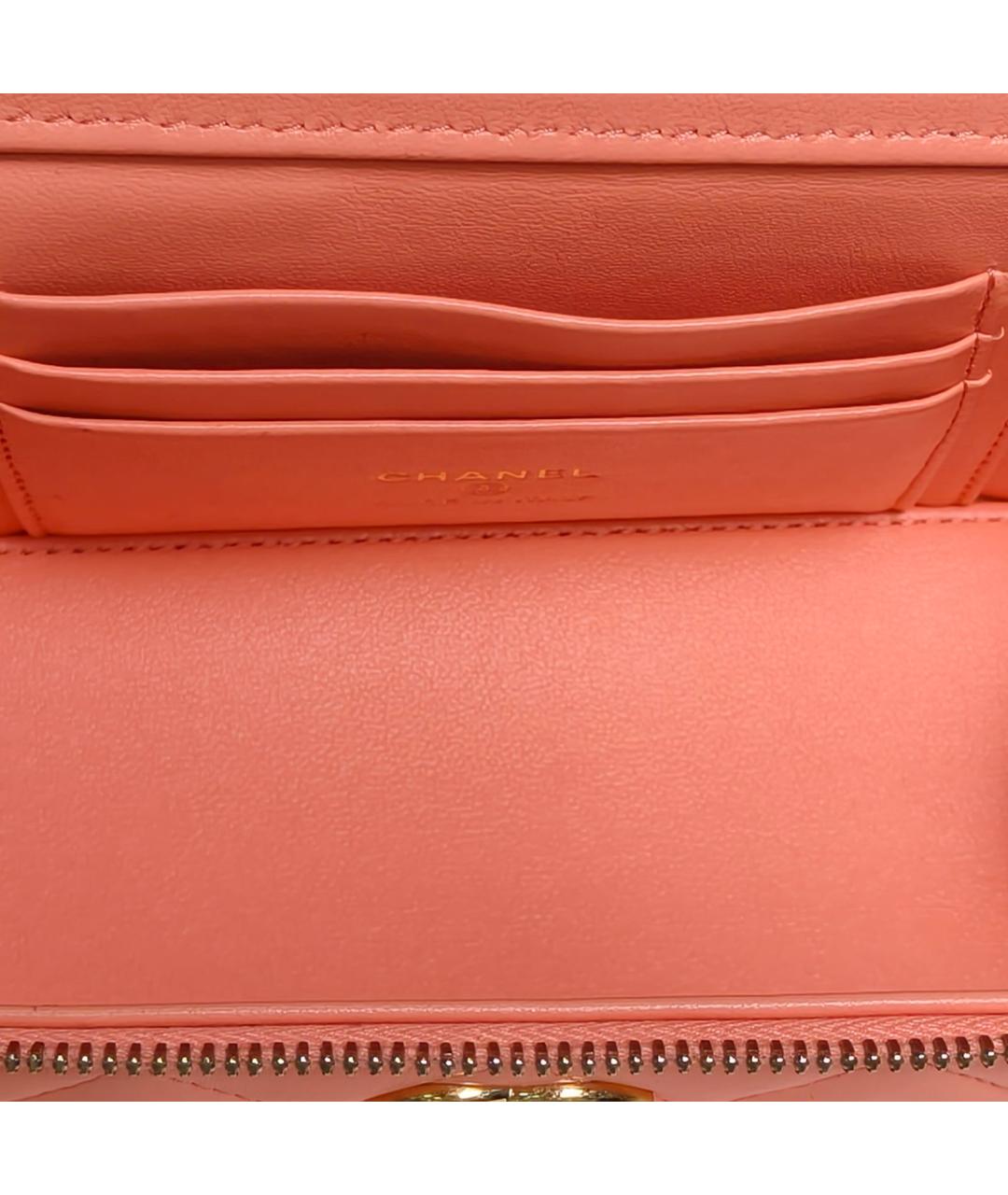 CHANEL Коралловая кожаная сумка через плечо, фото 8