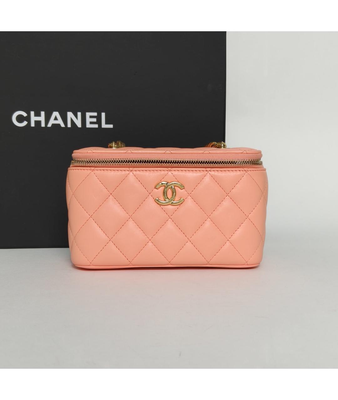 CHANEL Коралловая кожаная сумка через плечо, фото 9