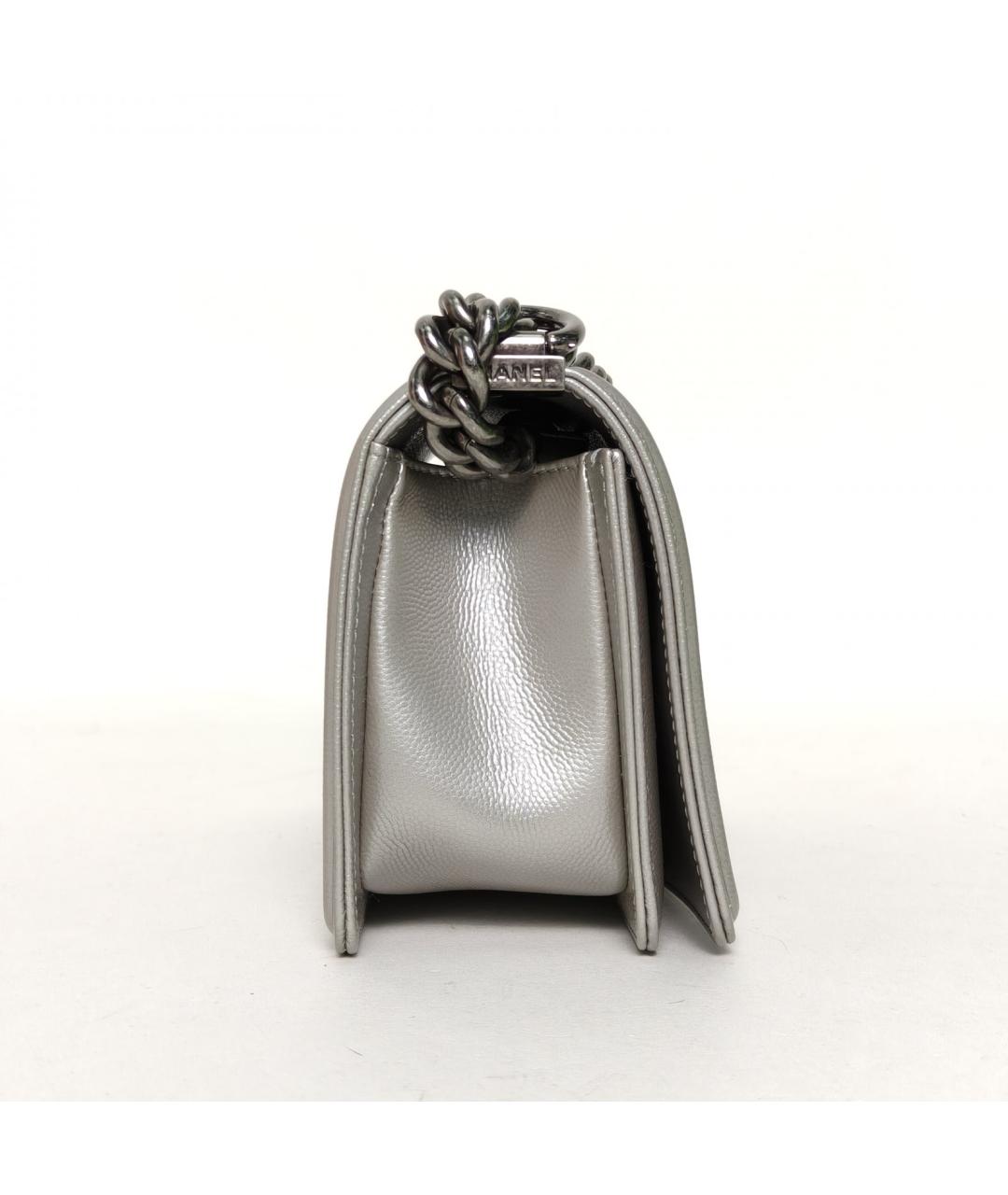 CHANEL Серебряная кожаная сумка через плечо, фото 3