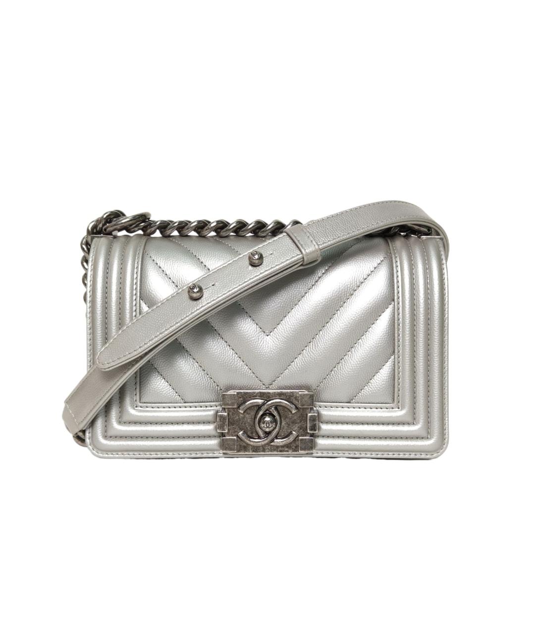 CHANEL Серебряная кожаная сумка через плечо, фото 10