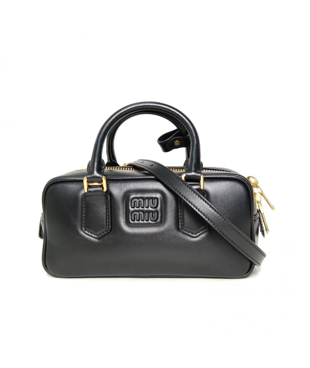 MIU MIU Черная кожаная сумка с короткими ручками, фото 4