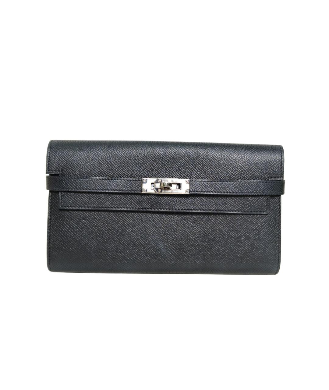 HERMES Черный кожаный кошелек, фото 10