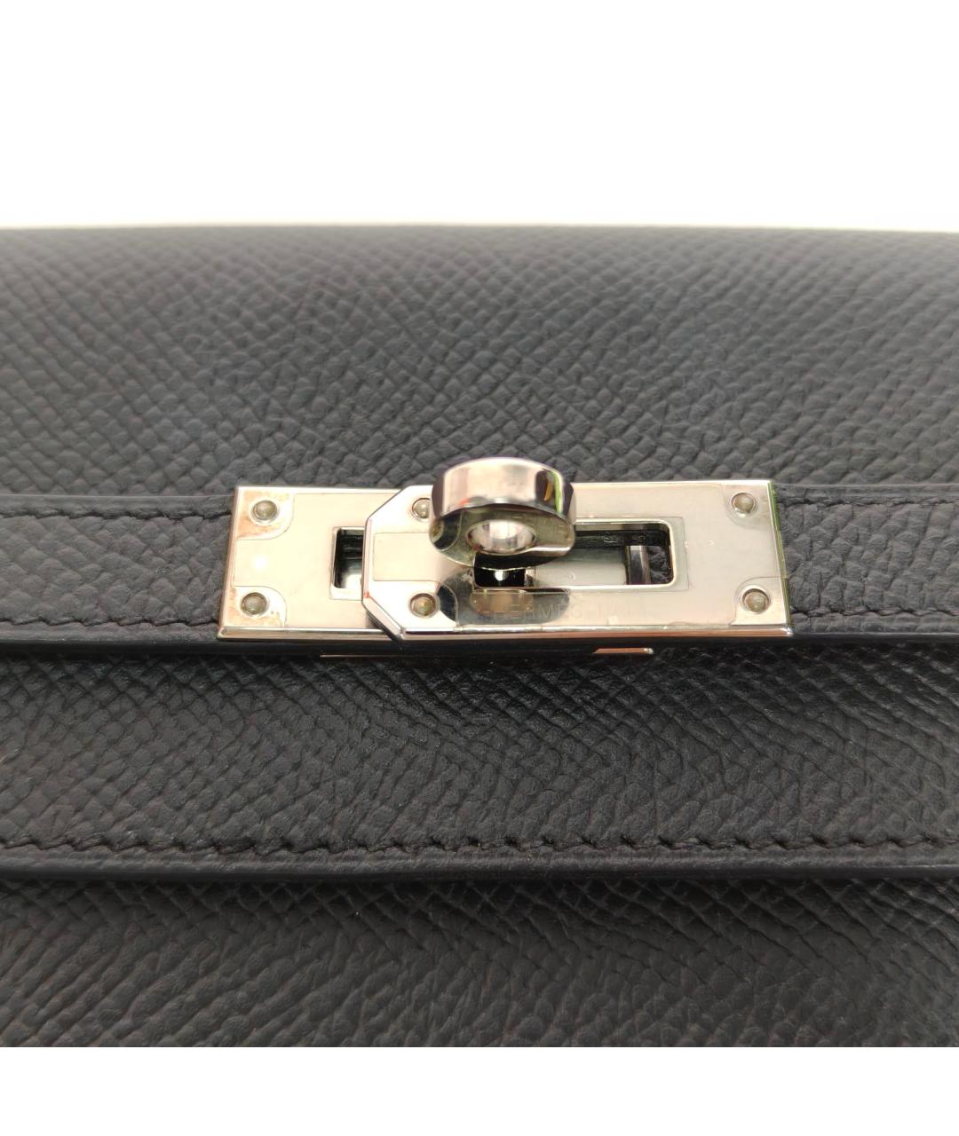 HERMES Черный кожаный кошелек, фото 7