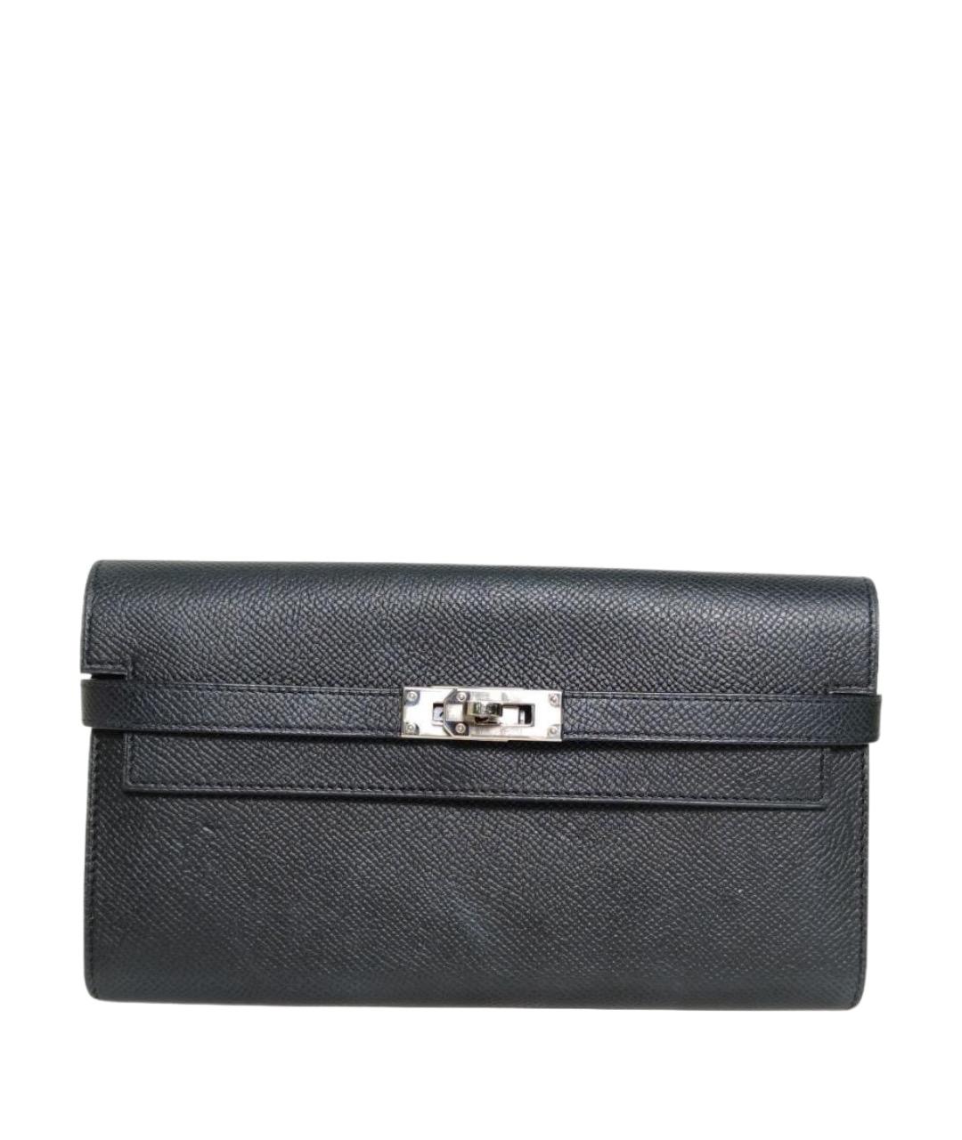 HERMES Черный кожаный кошелек, фото 1