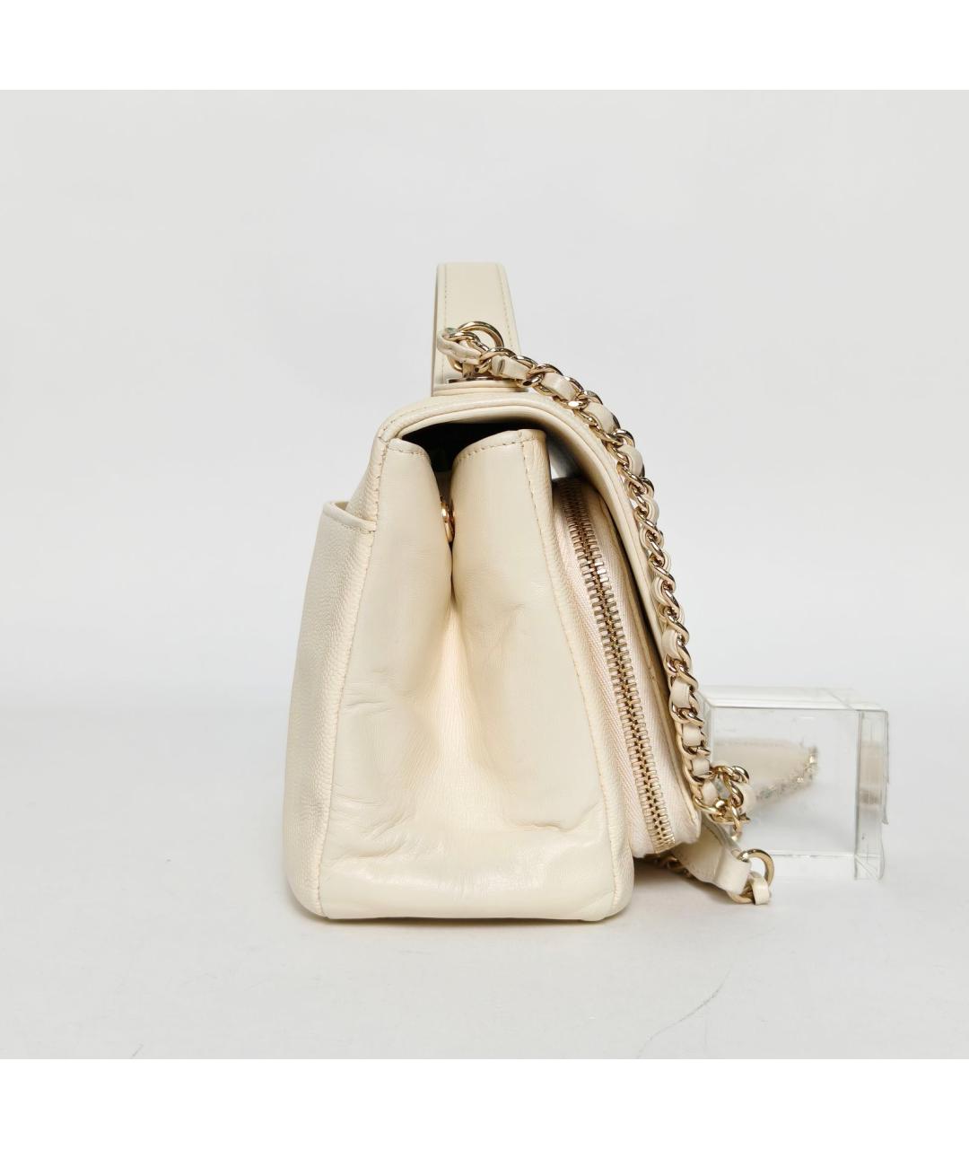 CHANEL Белая кожаная сумка через плечо, фото 3