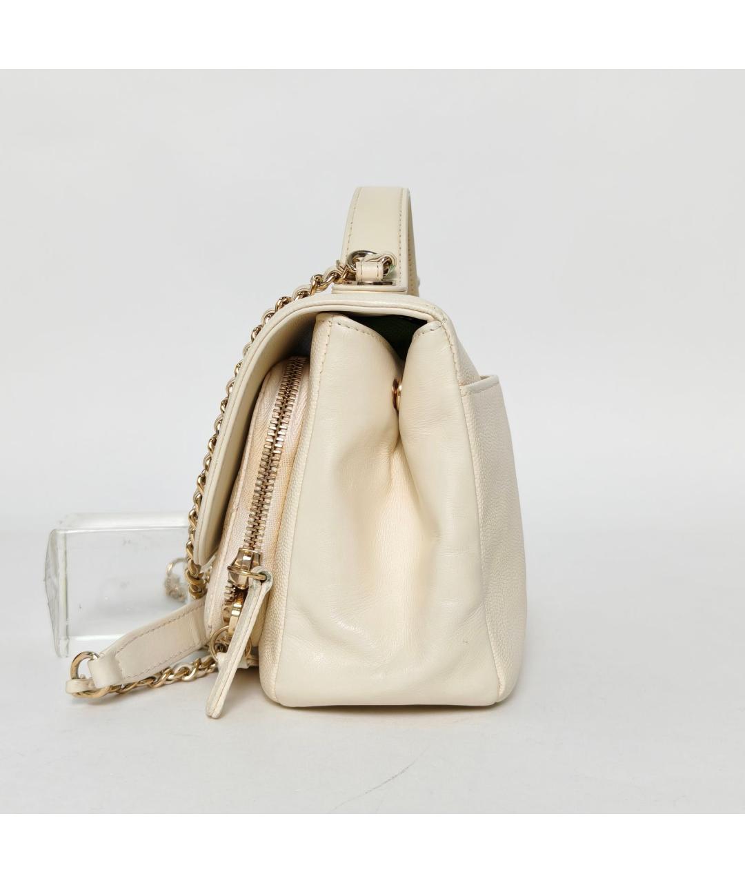 CHANEL Белая кожаная сумка через плечо, фото 5