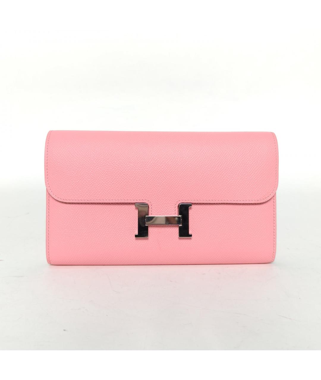 HERMES Розовый кожаный кошелек, фото 2