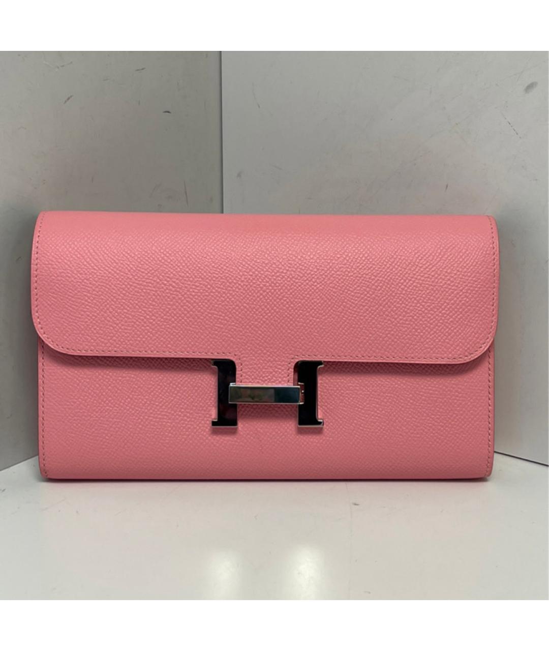 HERMES Розовый кожаный кошелек, фото 3
