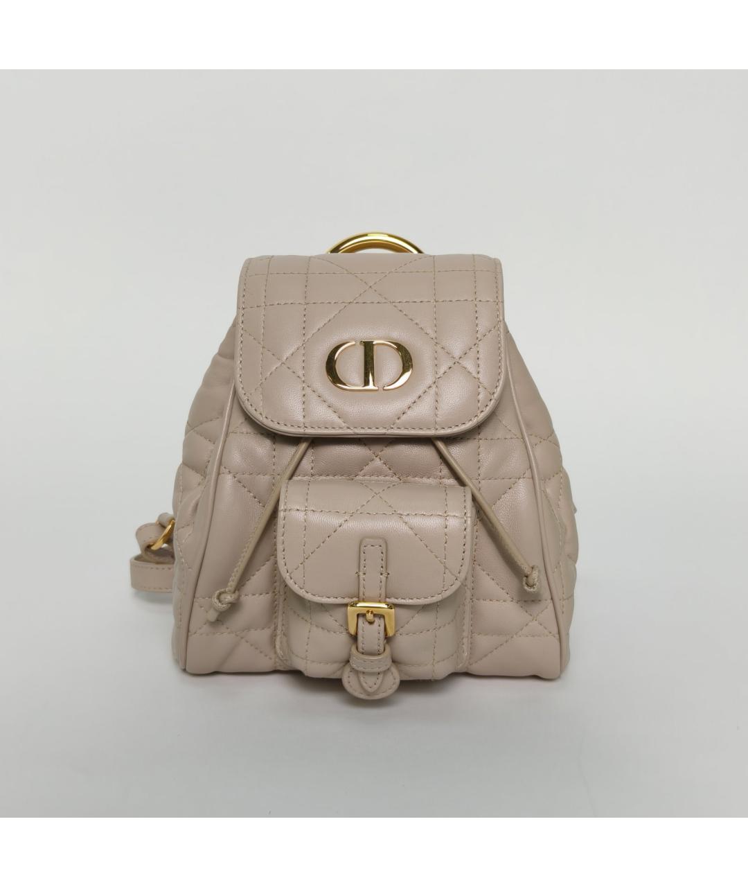 CHRISTIAN DIOR Бежевый кожаный рюкзак, фото 2