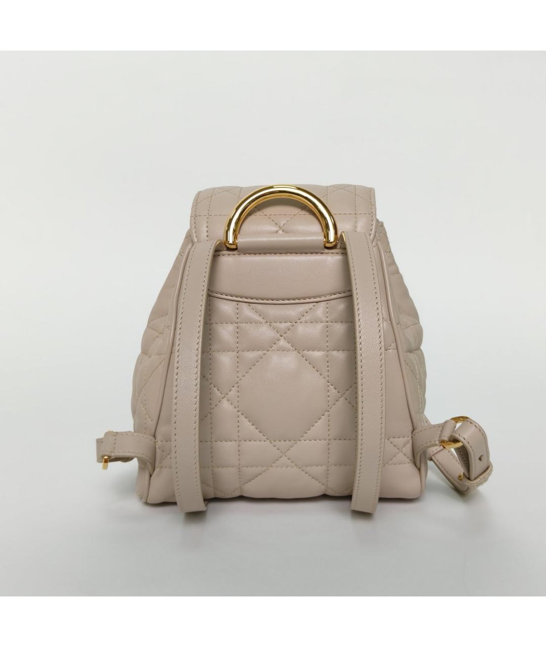 CHRISTIAN DIOR Бежевый кожаный рюкзак, фото 4