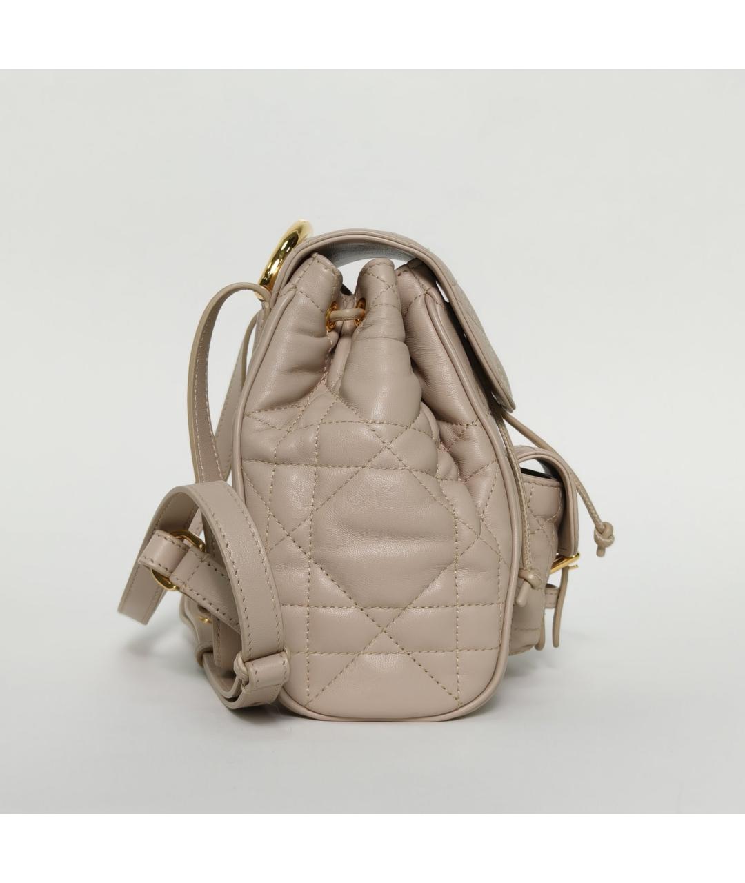 CHRISTIAN DIOR Бежевый кожаный рюкзак, фото 3