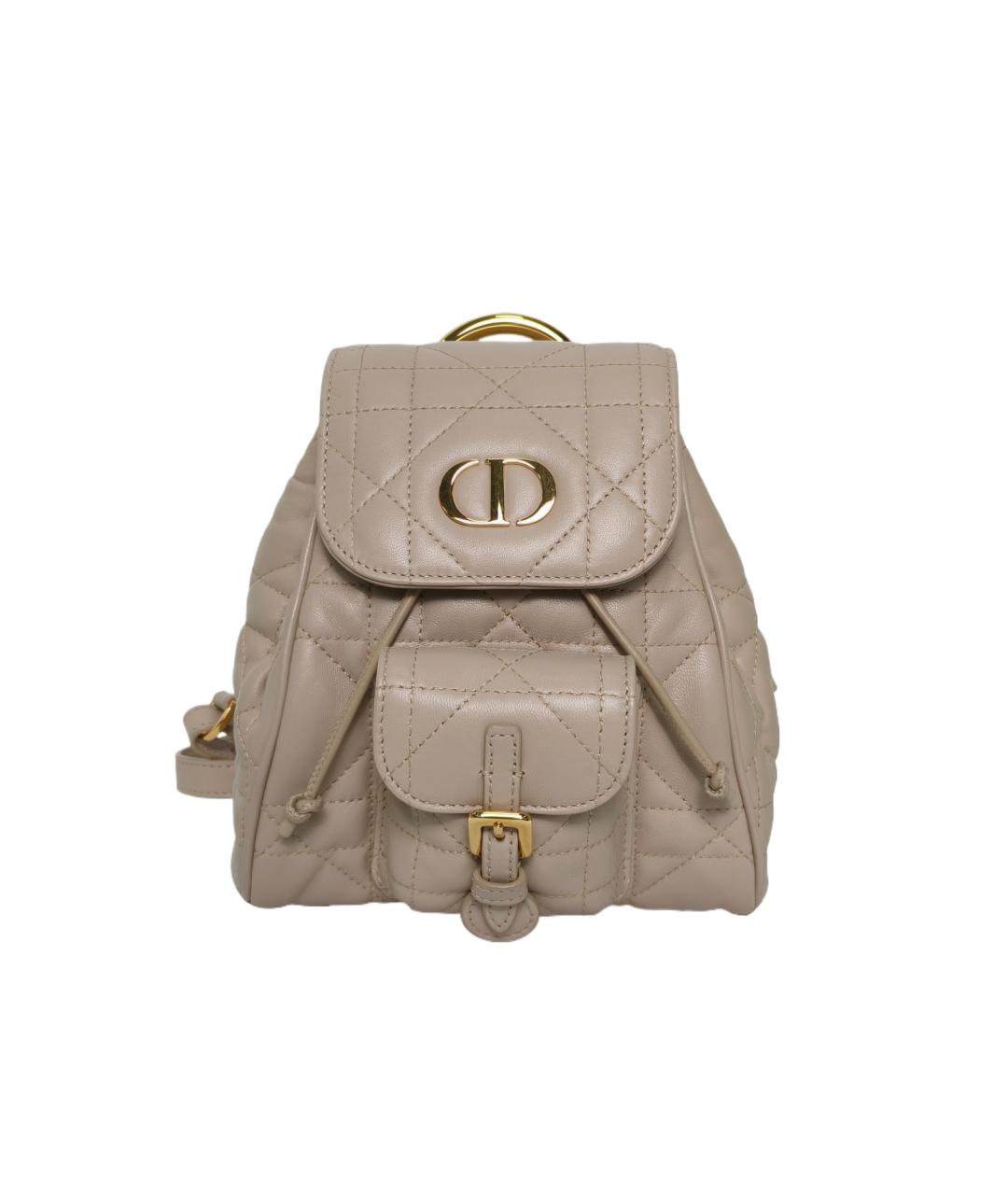CHRISTIAN DIOR Бежевый кожаный рюкзак, фото 9