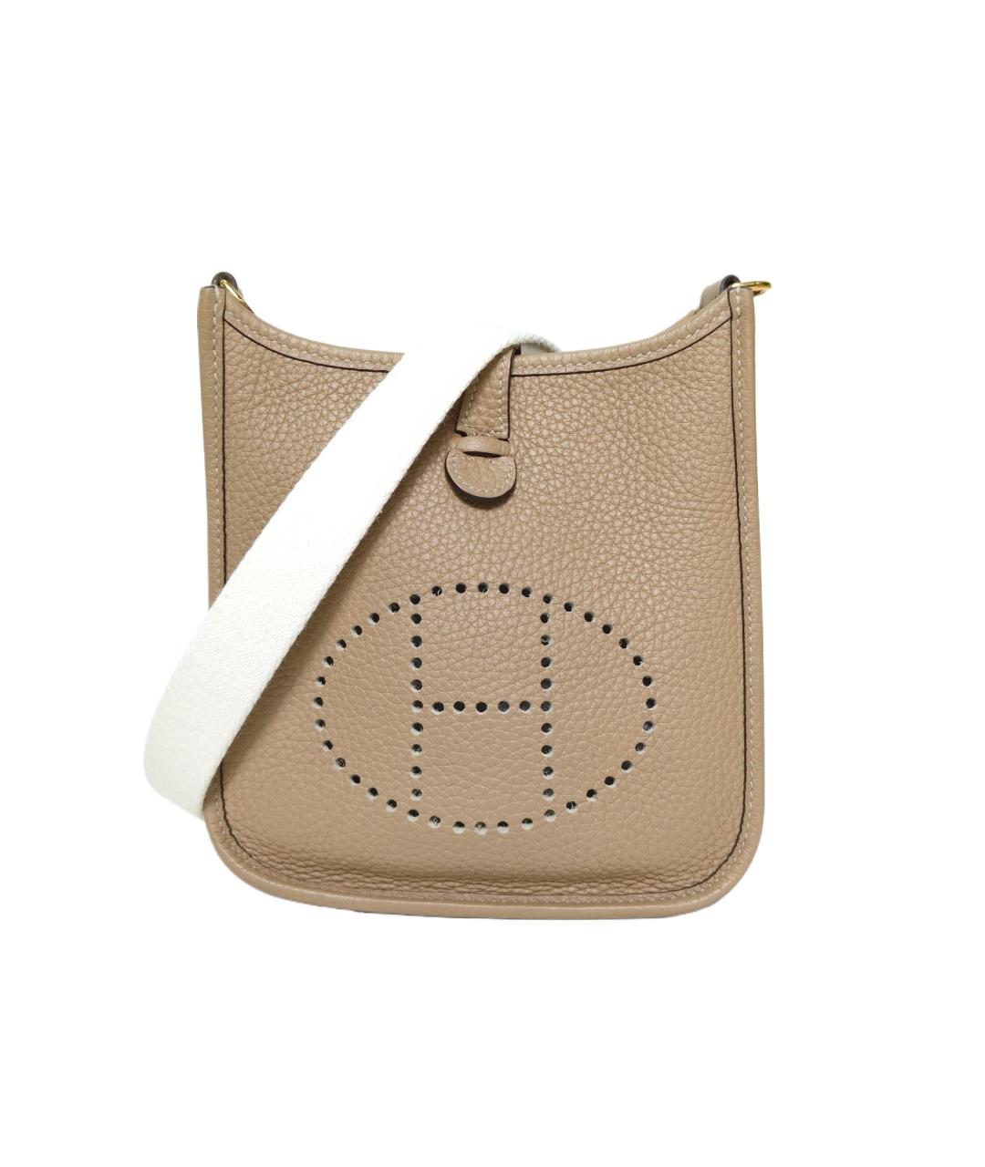 HERMES Бежевая кожаная сумка через плечо, фото 10
