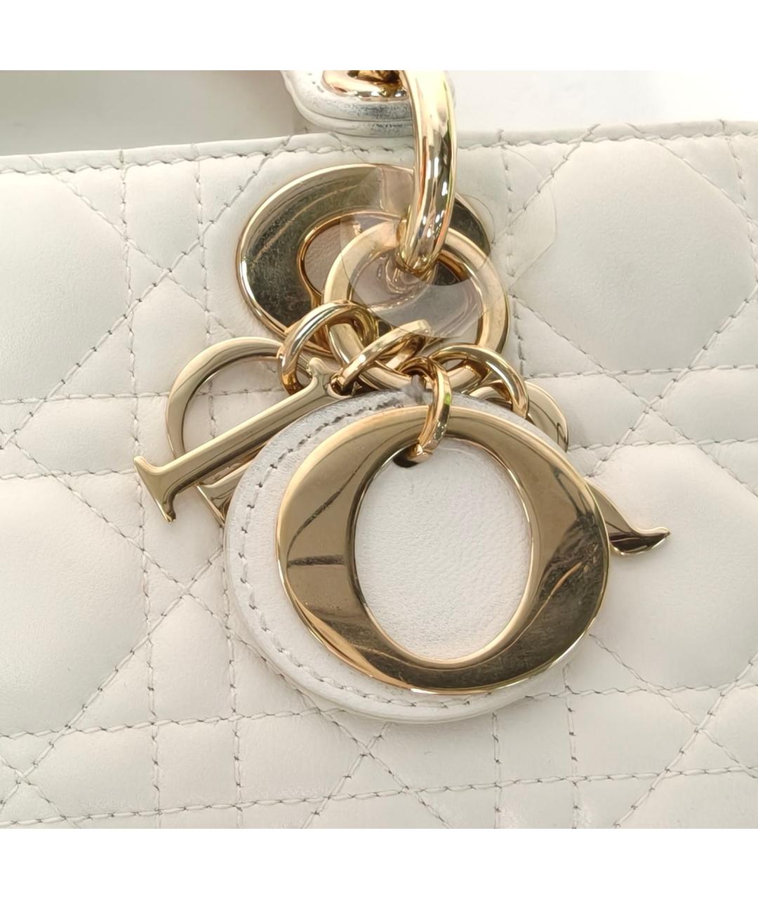 CHRISTIAN DIOR Белая кожаная сумка через плечо, фото 7