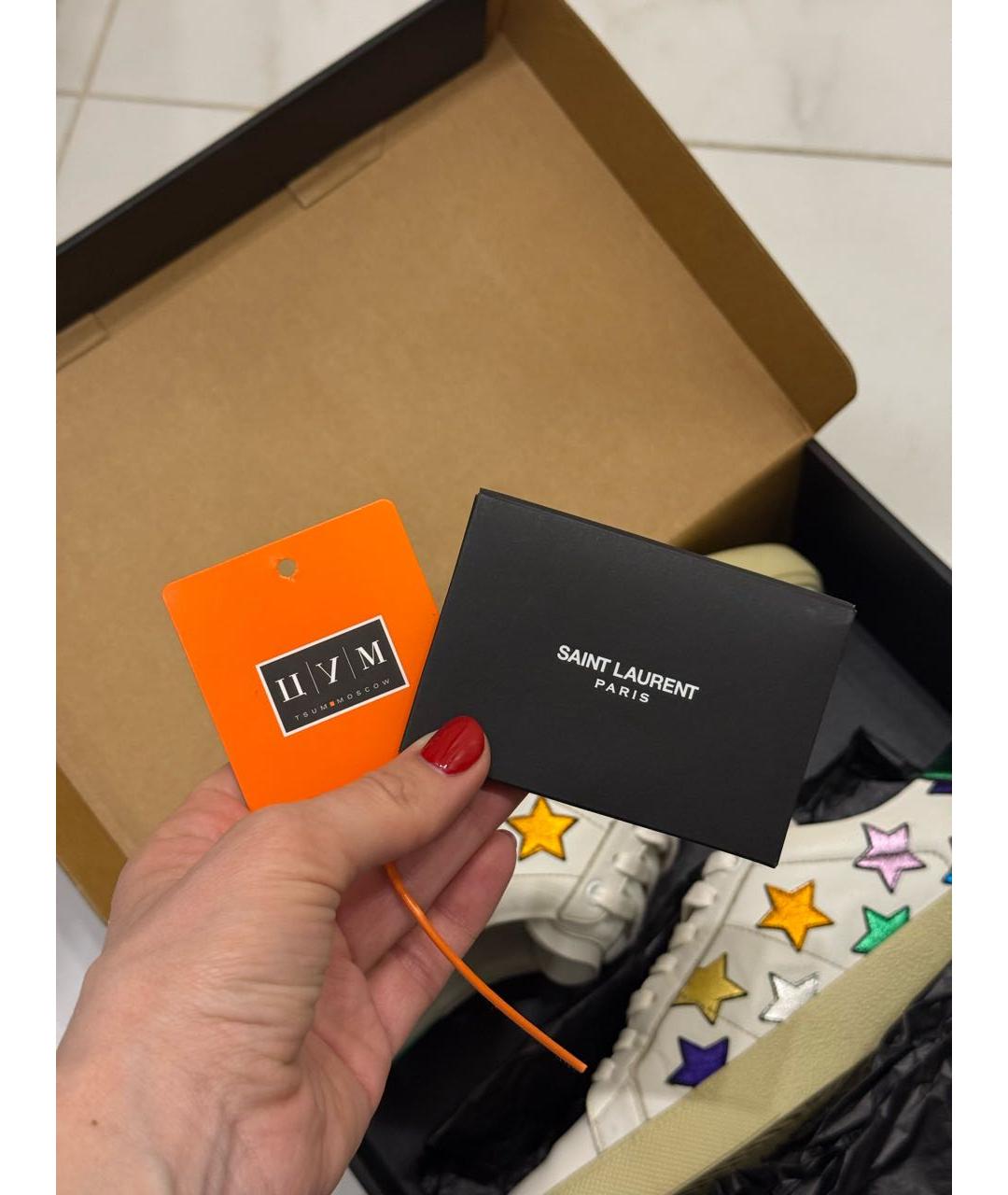 SAINT LAURENT Белые кожаные кеды, фото 6